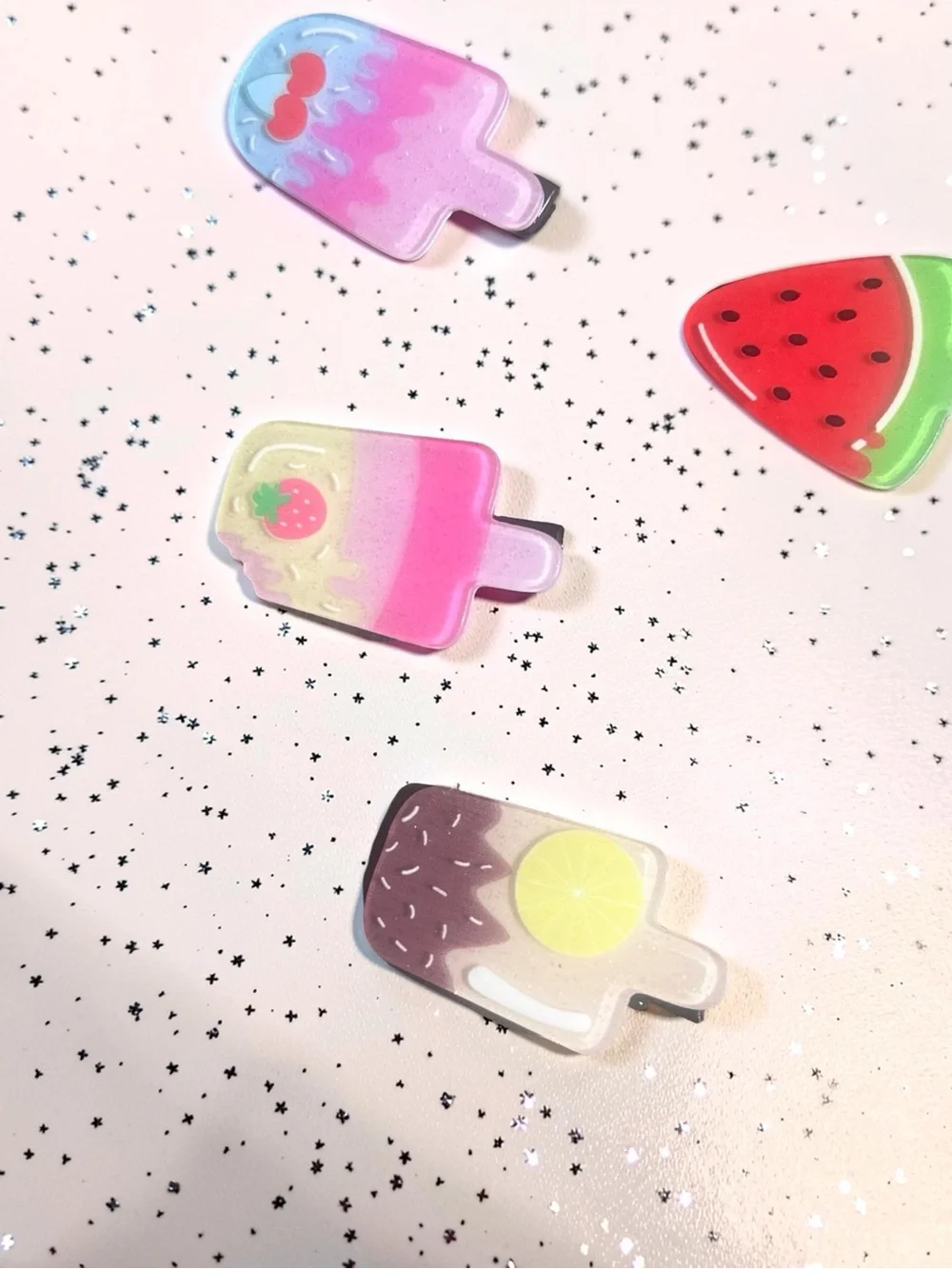 Set of 5 Fun Fruit Popsicle Hair Clips – Summer Aesthetic Barrettes